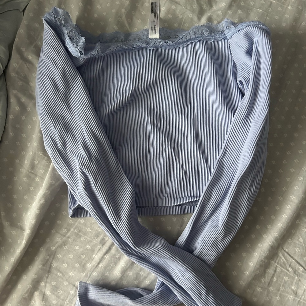 Urban Outfitters Light Blue Off-Shoulder Top